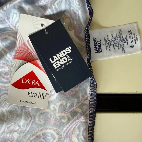 New Lands' End 2-Piece Tankini Set NWT - Paisley Print Underwire Support Size 10 - Picture 11 of 16